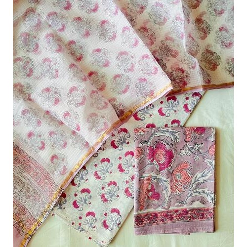 Handblock Pomogranete Floral Kota Doriya Cotton Suits