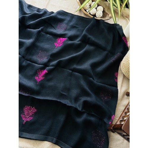 Black Sequence Jamdani Linen Sarees