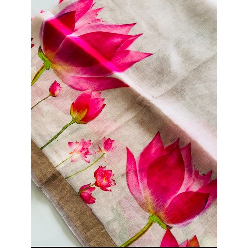 Pink Lotus Pure Silk Linen Sarees