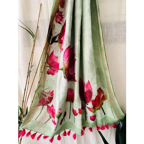 Lotus Pure Linen Saree