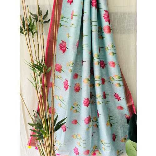 Tulip Pure Linen Saree