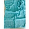 Pastel Blue Glass Beads Pure Linen Saree