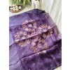 Mauve Violet Jamdani Linen Sarees