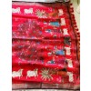 Kalamkari Kamadenu Red Pure Linen Saree