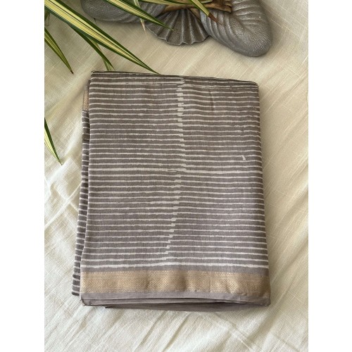 Mud Grey Zari - Silk Cotton Saree