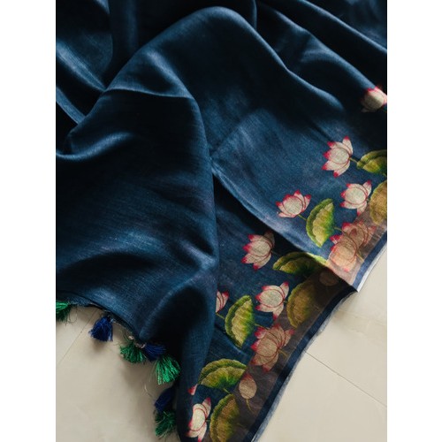 Pichwai Krishna Pure Linen Saree