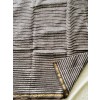 Coffee Grey Stripe-Silk Cotton Saree